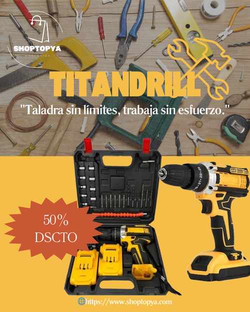 🔥TitanDrill🔥 - [Taladro inalámbrico 98V] - Envío gratis a todo Chile🚚 - Paga en casa🏡