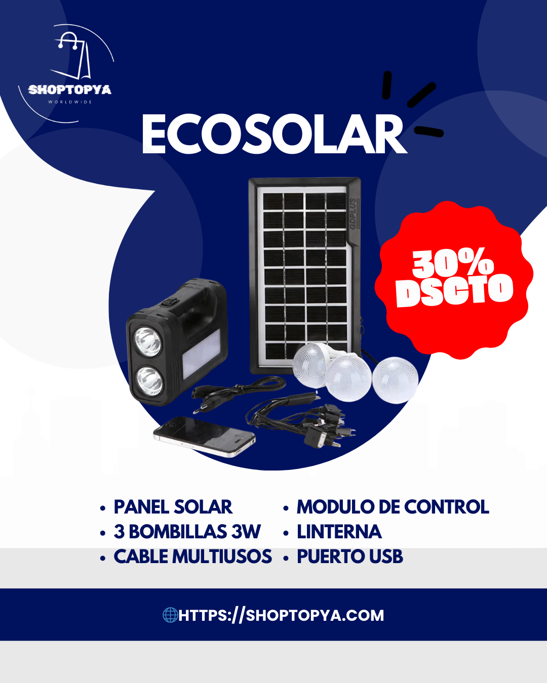 💡EcoSolar💡 [Kit de panel solar multiuso] ¡Envío gratis a todo Chile!🚚 - Paga al recibir🏡