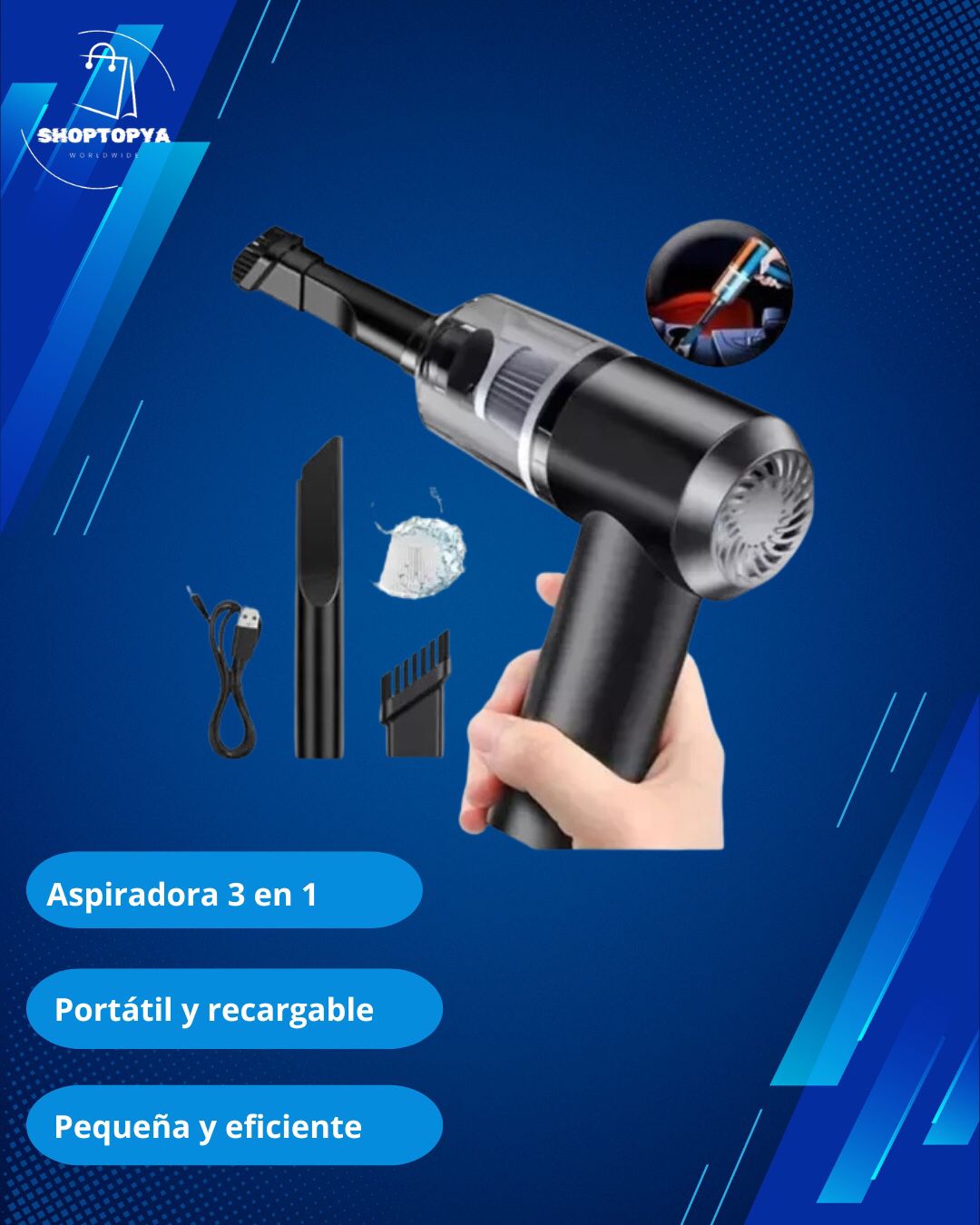 🔥AspiPro🔥 [Mini Aspiradora para autos - 🔋recargable] - Pocas unidades❗ - Envío gratis a todo Chile🚚